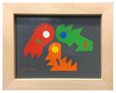 ASTRACT COMPOSITION - Oil on canvas signed Salvatore Benincasa, Italy 1970s