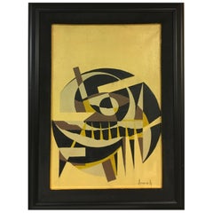 GEOMETRIC COMPOSITION - Oil on canvas signed Arciero