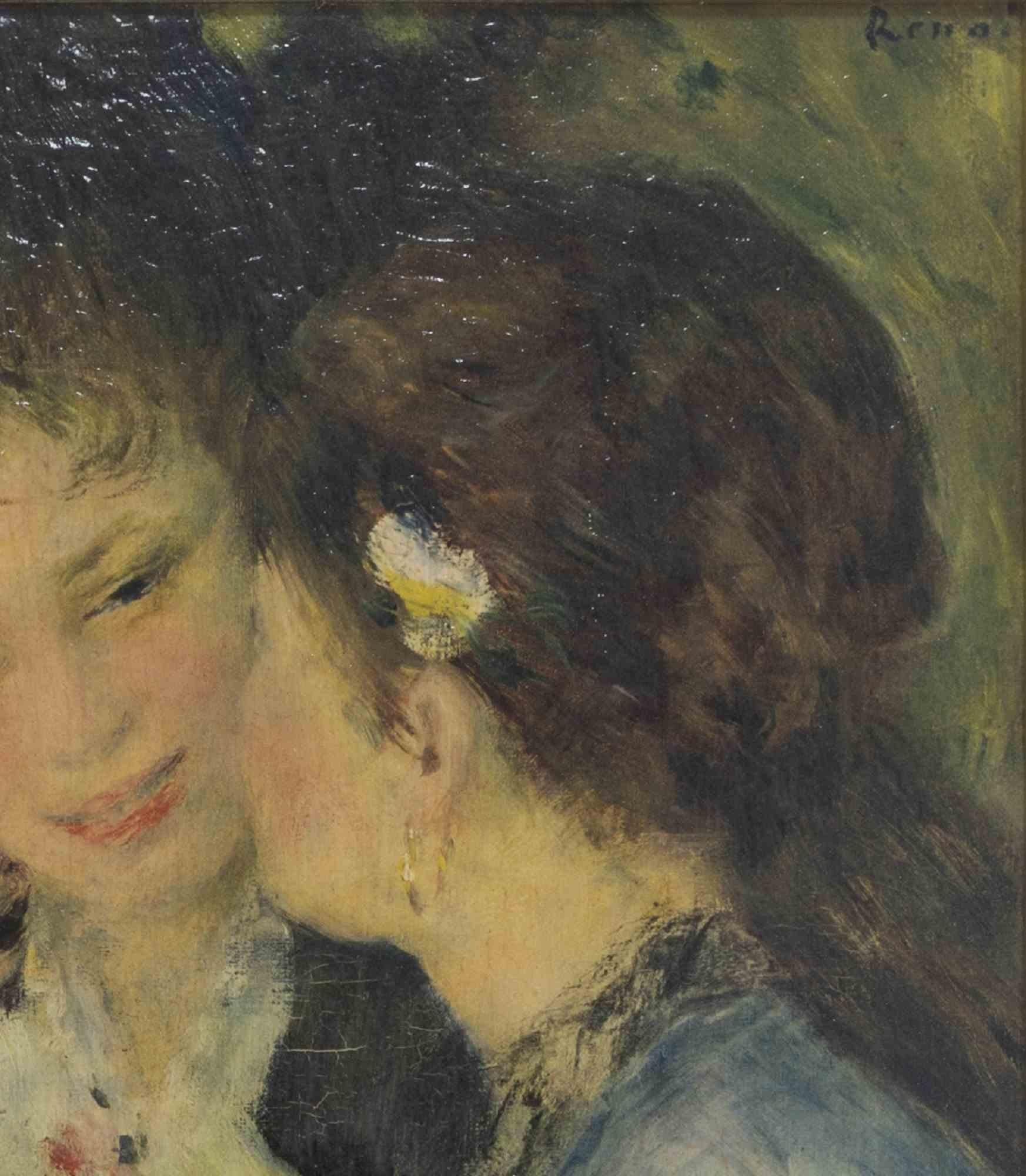 Confidences – Gemälde nach Pierre Auguste Renoir. - Mitte des 20. Jahrhunderts (Impressionismus), Painting, von Unknown