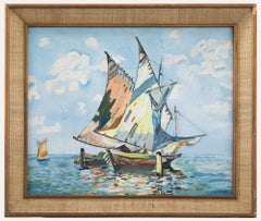 Connie Simmers (b.1941) - Framed 20th Century Oil, Mediterranean Fishing Boats