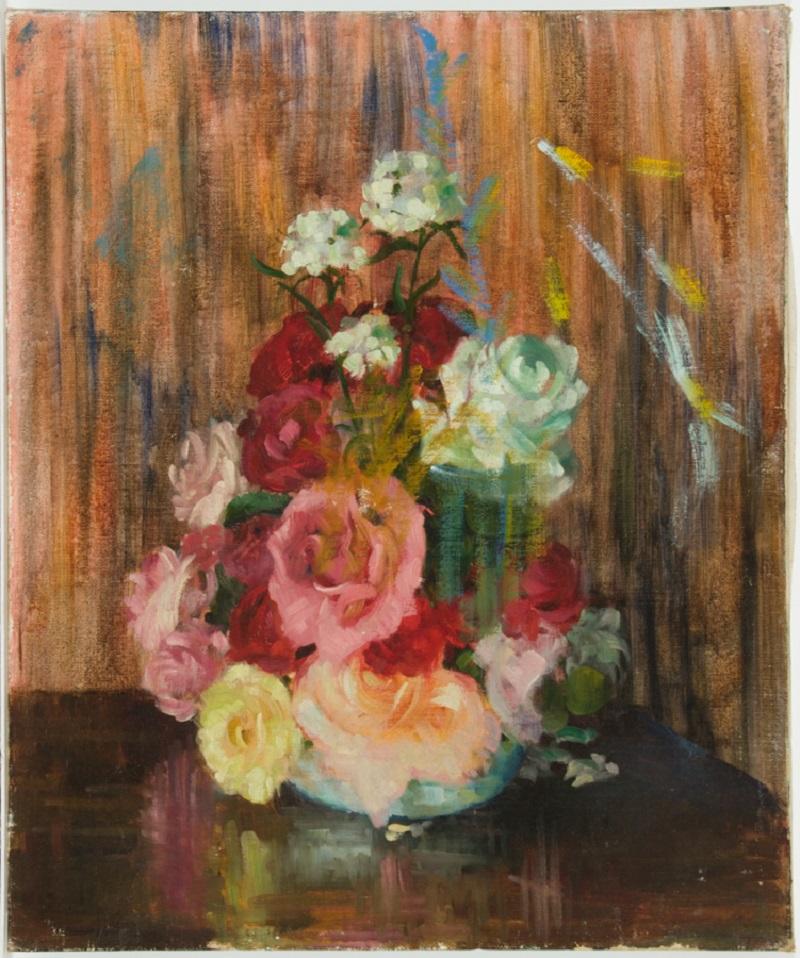 Constance Nash (1921-2015) - Large 20th Century Oil, Still Life of Roses - Painting by Unknown