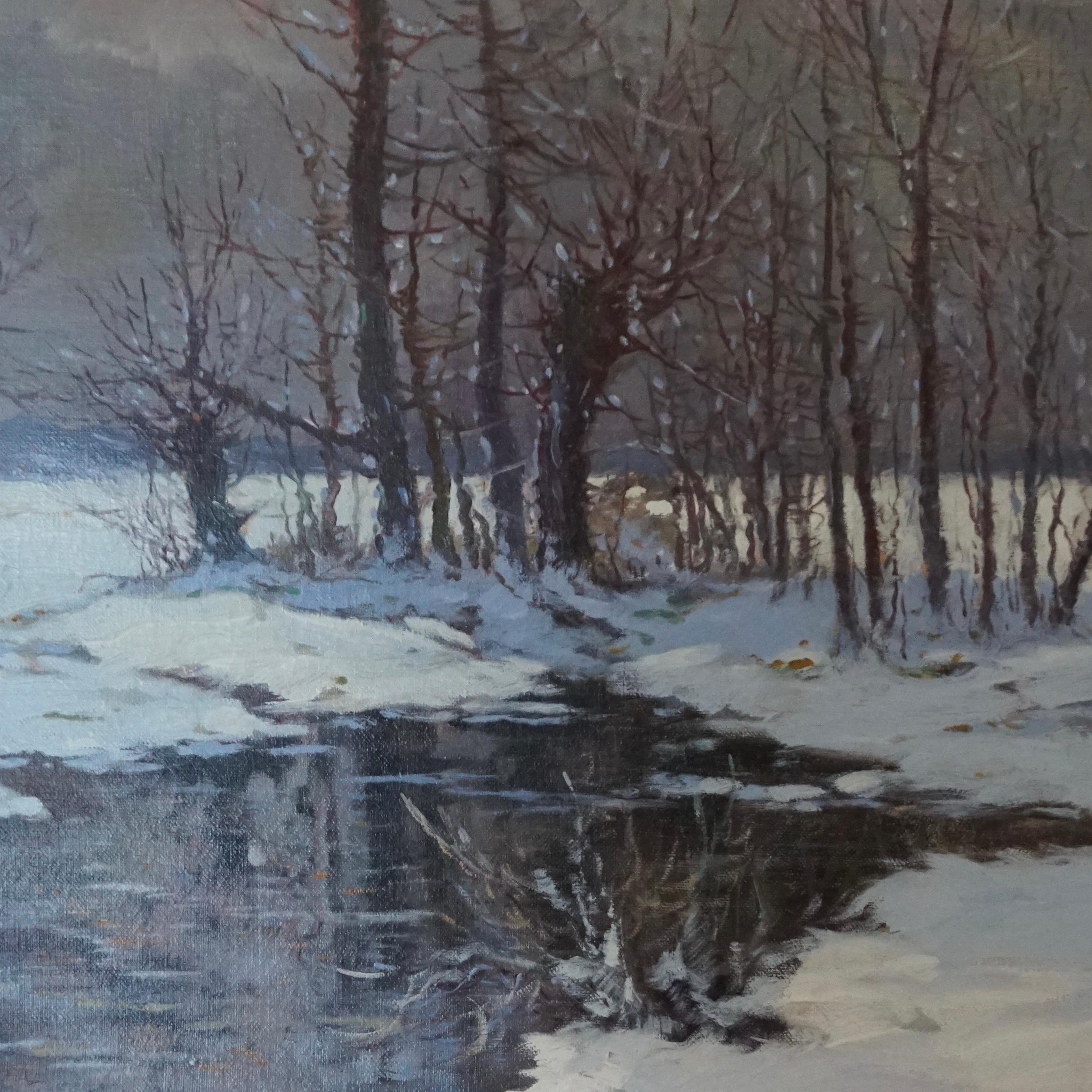 Constantin Alexandrovitch Westchiloff “Moonlit Meadows In The Snow” - Aesthetic Movement Painting by Unknown