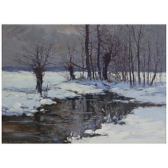 Antique Constantin Alexandrovitch Westchiloff “Moonlit Meadows In The Snow”