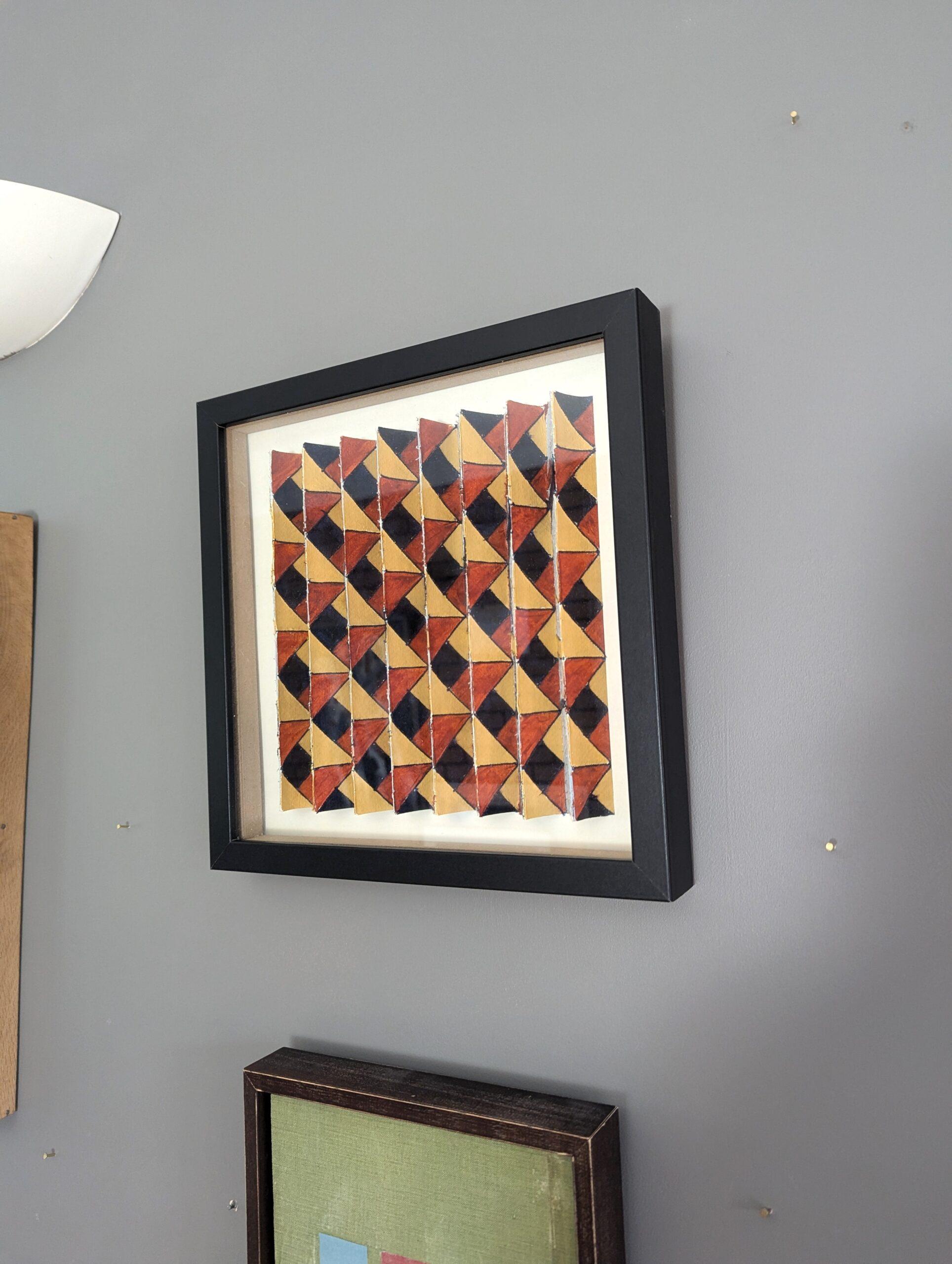 Pittura acrilica astratta contemporanea su carta - Divertimento geometrico - Abstract Painting Marrone di Unknown