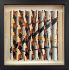 Pittura acrilica astratta contemporanea su carta - Divertimento geometrico