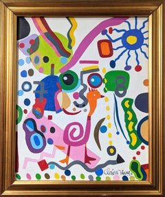 Quadro astratto contemporaneo con cornice - Sole blu, 2020