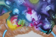 Contemporary Abstract Jewel Tone Frida Kahlo Ice Cream Portrait Signed Thornton