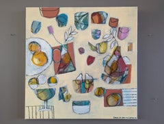 Contemporary Abstract Still Life Acrylic & Oil Painting - The Party