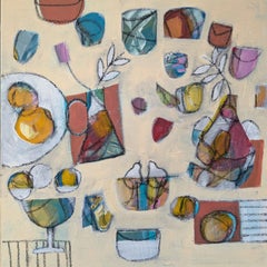 Contemporary Abstract Still Life Acrylic & Oil Painting - The Party