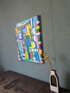 Contemporary Abstract Unframed Painting - Blue Tiger, 2023