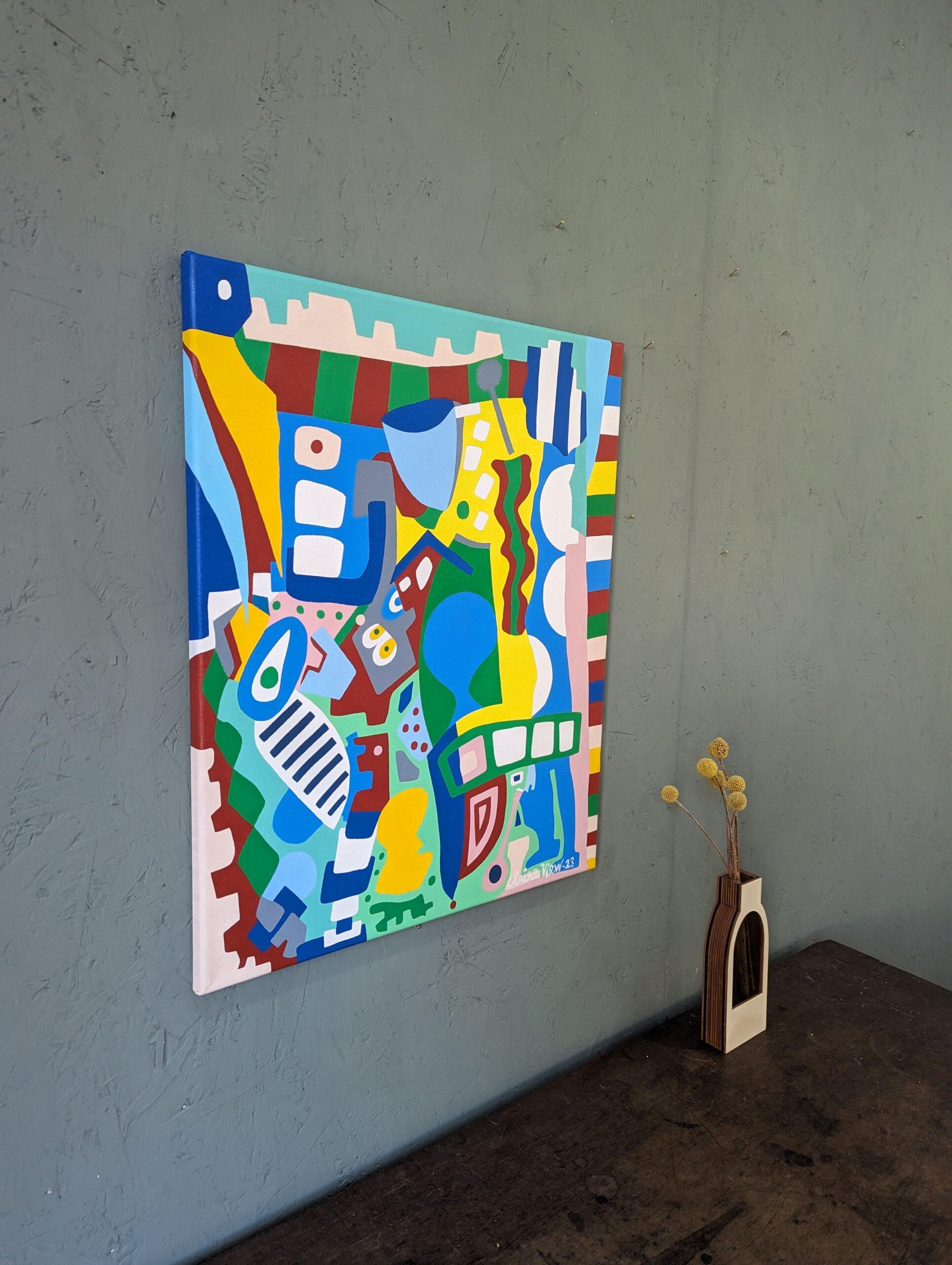 Tableau abstrait contemporain non encadré - Tigre bleu, 2023 - Moderne Painting par Unknown