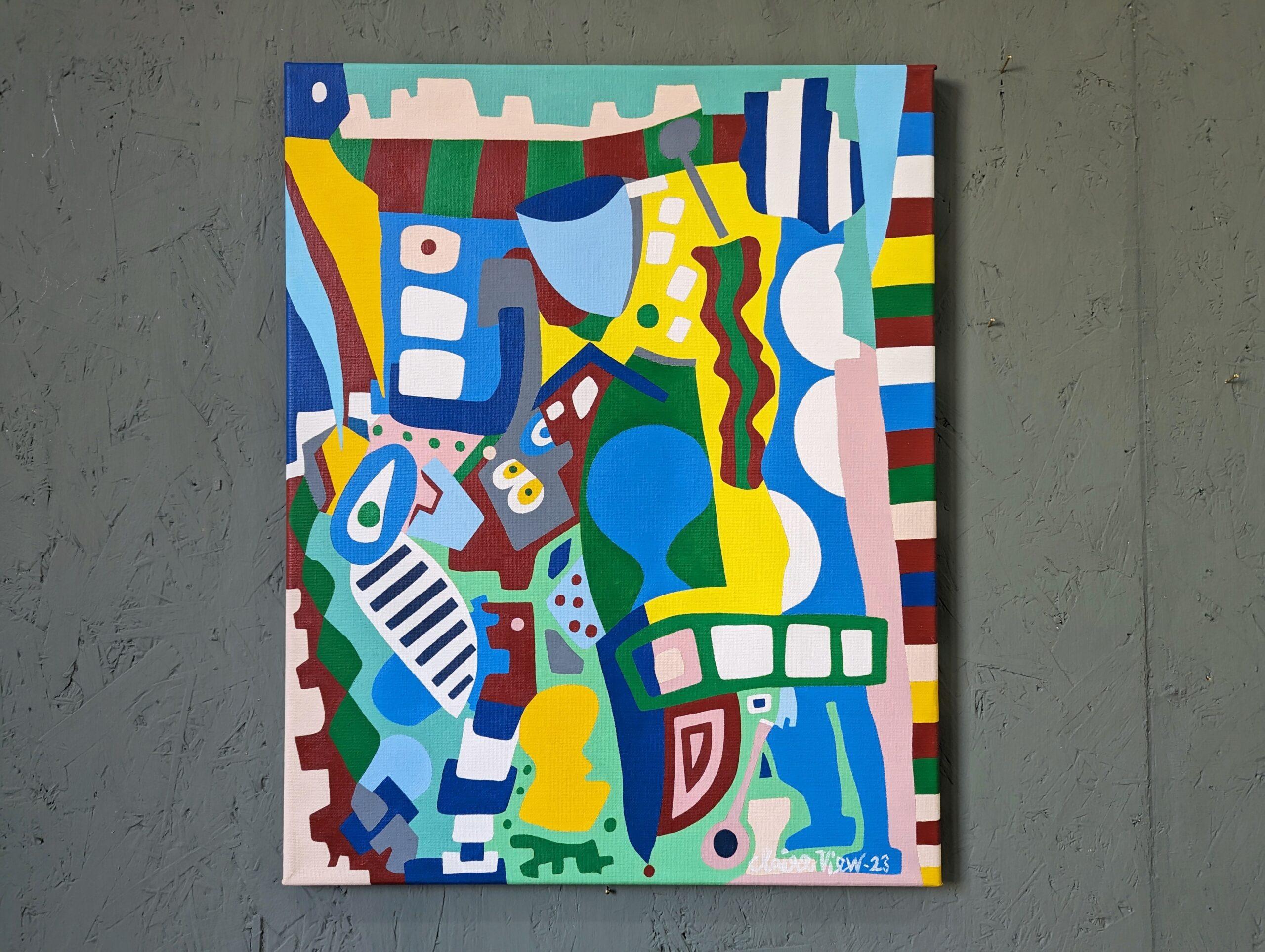 TIGRE BLEU
Taille : 50 x 40 cm (cadre compris)
Acrylique sur toile

Une peinture abstraite géométrique contemporaine audacieuse et dynamique, exécutée à l'acrylique sur toile et datée de 2023.

D'une composition visuellement frappante, le tableau