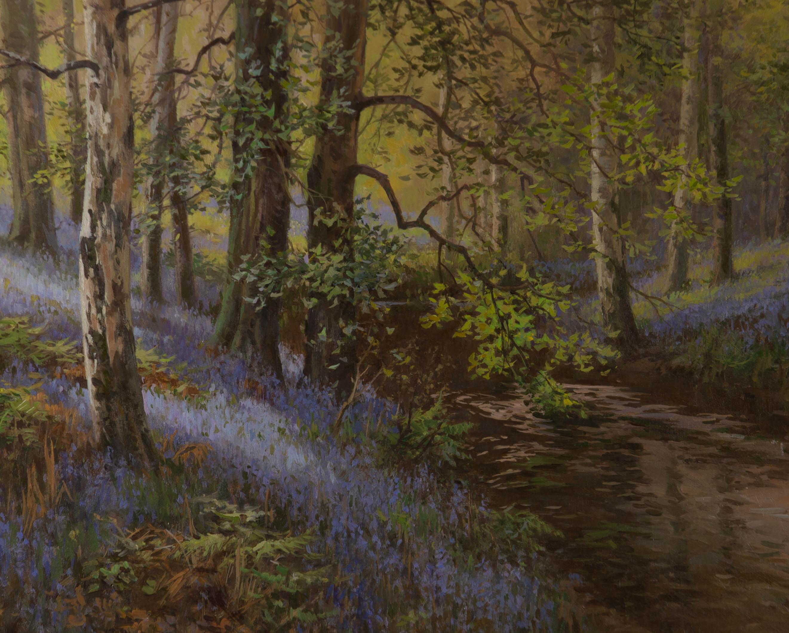 Contemporary Acrylic - Bluebell Woods - Painting by Unknown