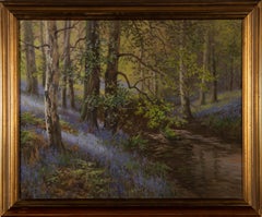 Zeitgenössisches Acryl - Blaubell-Holz