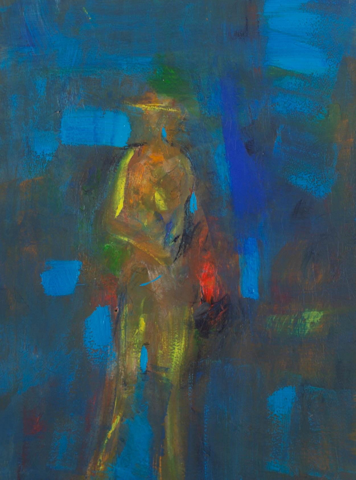 Contemporary Acrylic - Standing Abstract Figure - Painting by Unknown