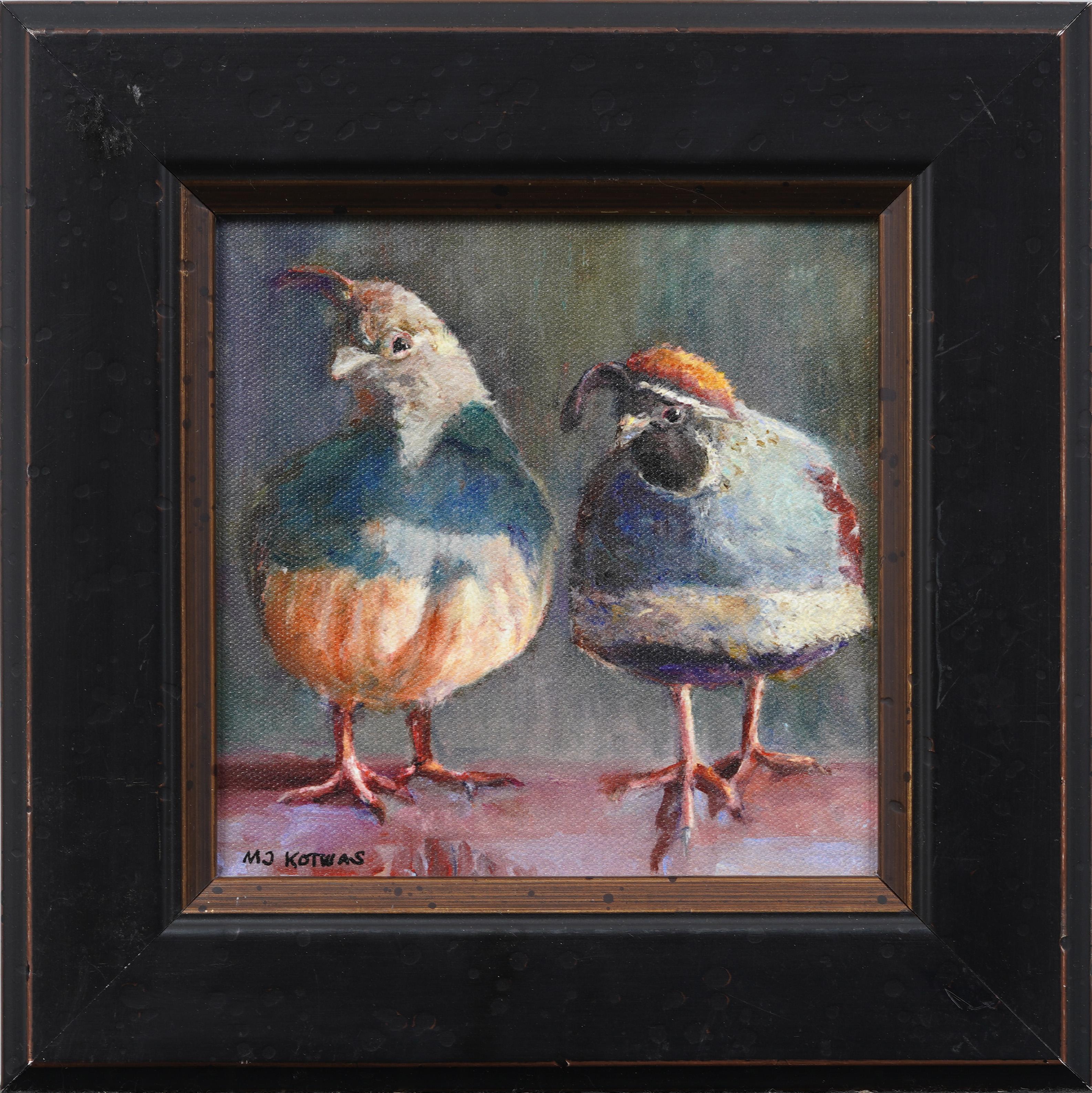 Nature morte à la caille signée AM Contemporary American Modernist Quail Bird - Painting de Unknown