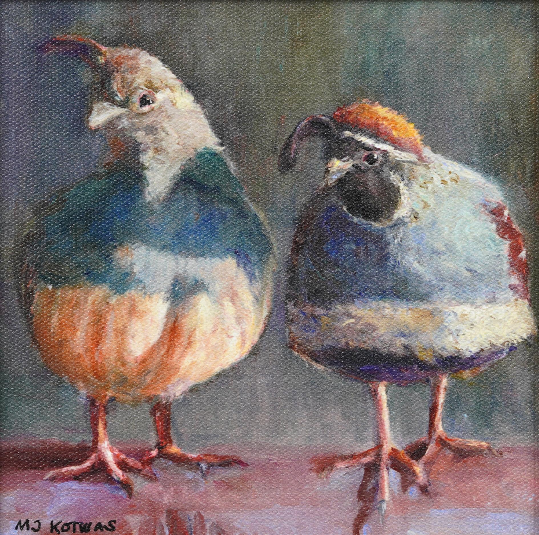 Nature morte à la caille signée AM Contemporary American Modernist Quail Bird - Moderne Painting par Unknown