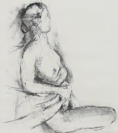 Contemporary Charcoal Drawing - Reclining Nude Study