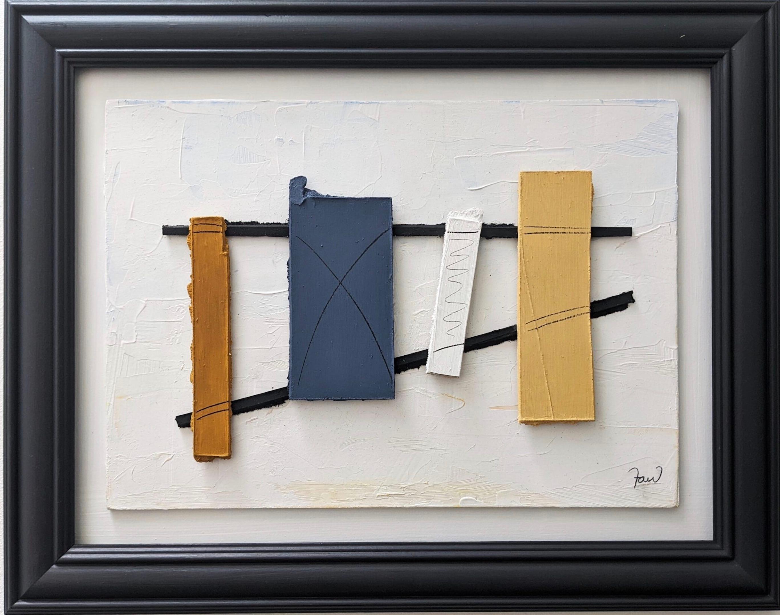 Unknown Abstract Painting - Contemporary Constructivist Oil Relief Painting Framed - Construction 2