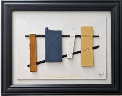 Contemporary Constructivist Oil Relief Painting Framed - Construction 2