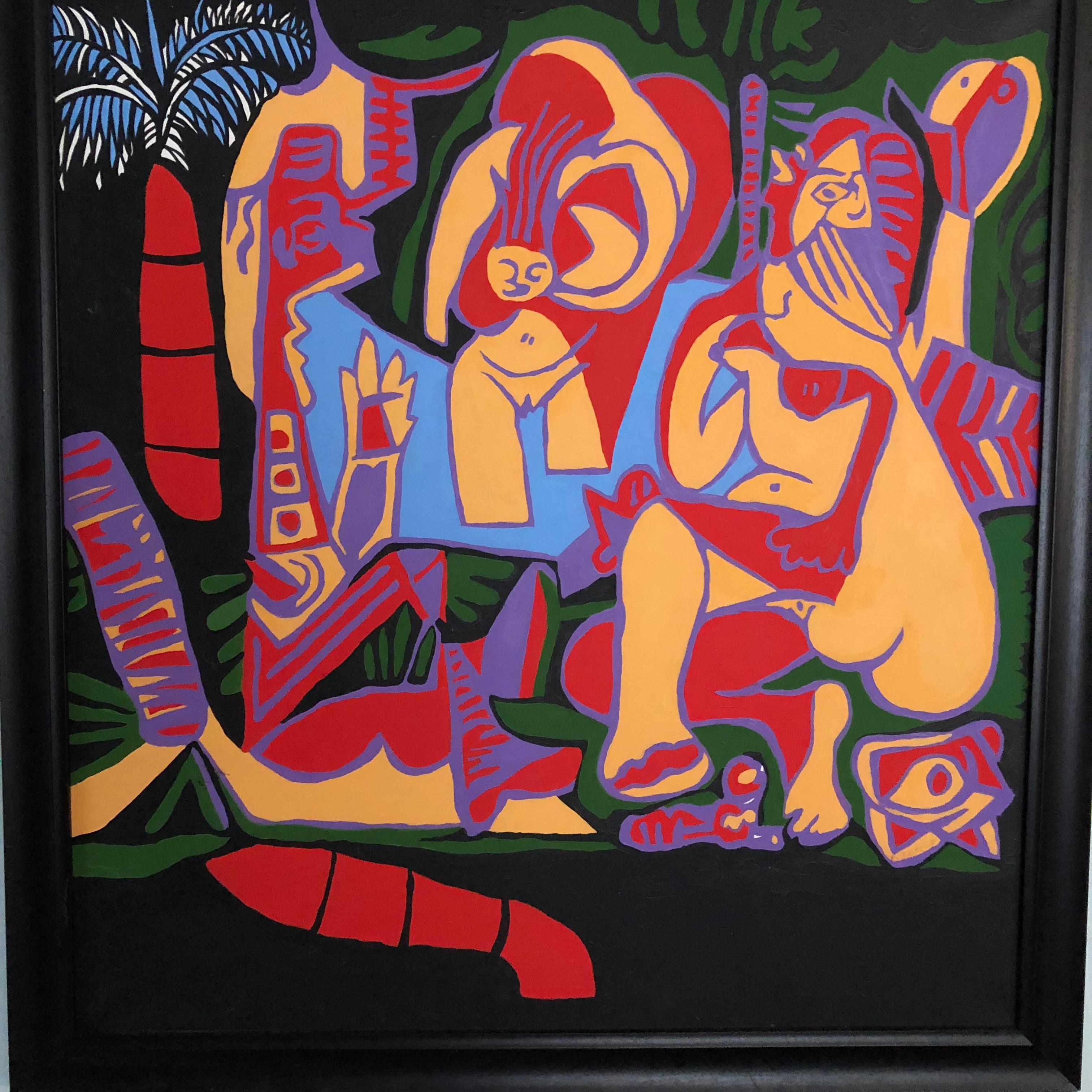 Unknown Figurative Painting - Contemporary Cuban Homage to Picasso