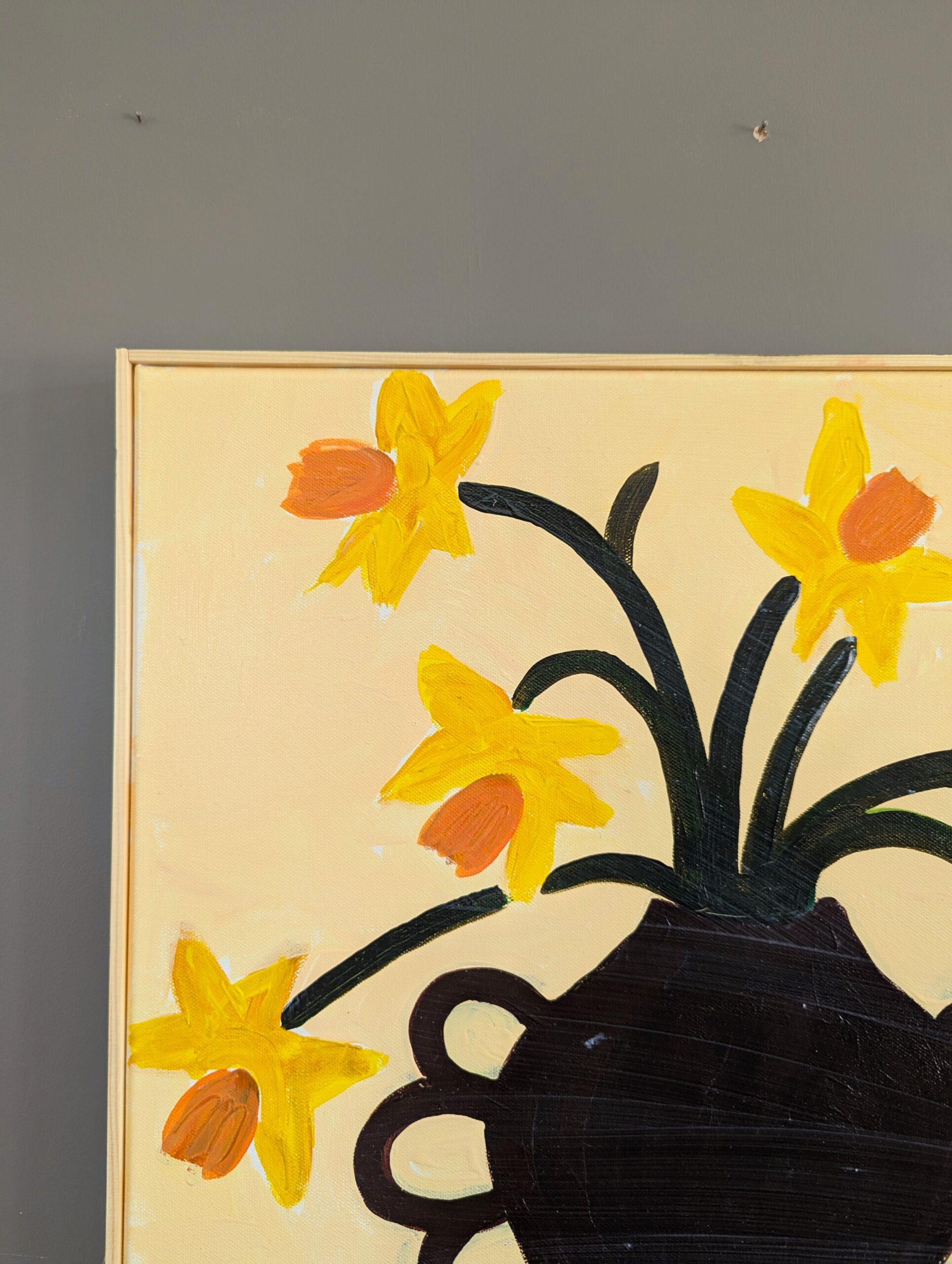 Naturaleza muerta floral contemporánea Pintura acrílica - Narcisos dorados 2