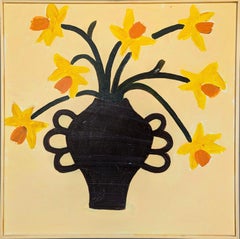 Naturaleza muerta floral contemporánea Pintura acrílica - Narcisos dorados