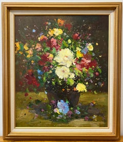 Vintage Contemporary Floral Still Life Oil Painting 21st Century