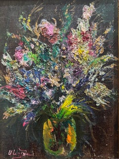Contemporary flower bouquet on canvas.