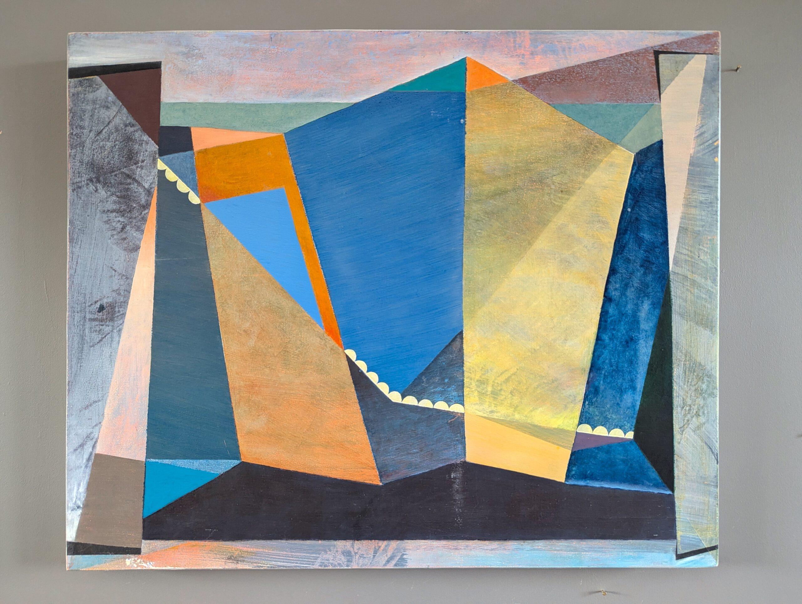 Contemporary Geometric Abstract Oil Painting - Überreste der Zivilisation (Grau), Abstract Painting, von Unknown