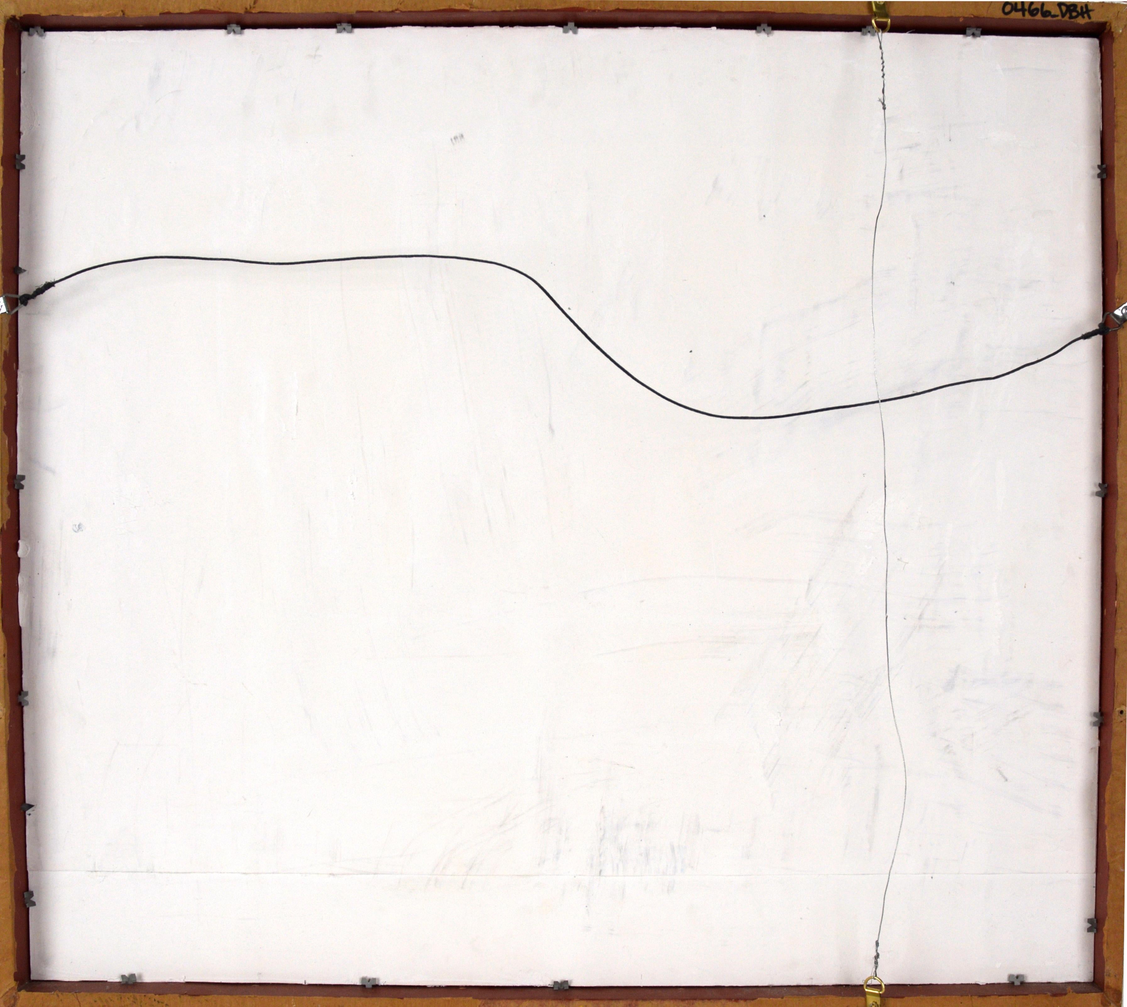 Contemporary Geometric Abstract Painting - White and Blue Pathways over Black im Angebot 9