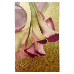 Zeitgenössisches Mixed-Media-Gemälde „Pink Calla“, signiert und datiert von Künstler