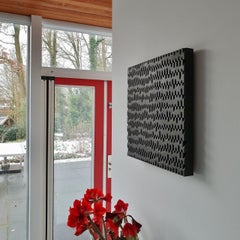 Contemporain moderne gris noir sculpture peinture relief Entrelacements I