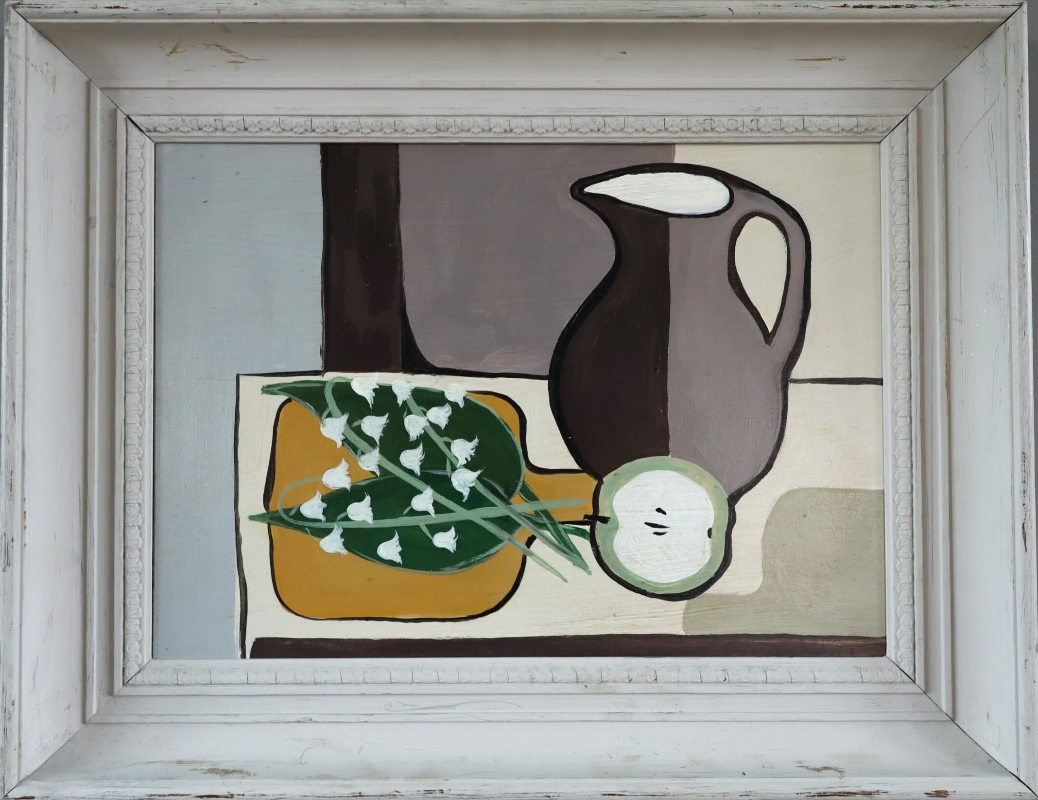 Contemporary Modernist Still Life Oil Painting - Lily of the Valley & Jug