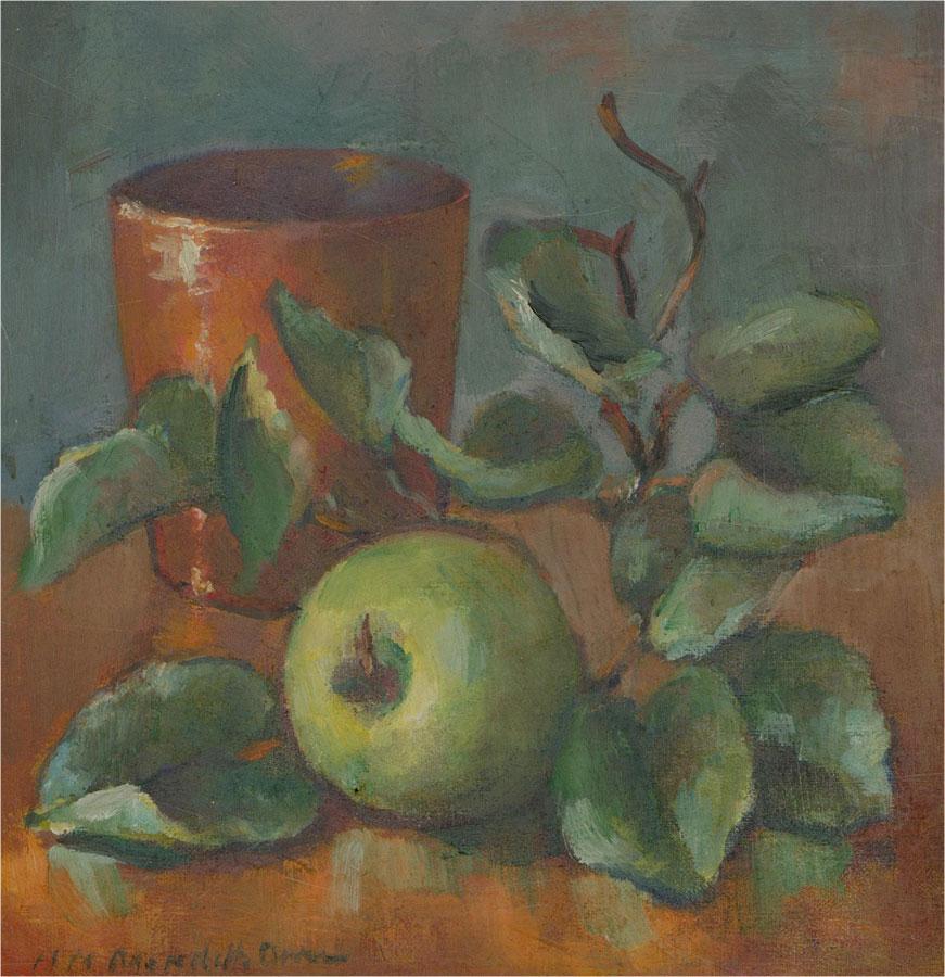 Contemporary Oil - Apple and Orange Vase - Painting by Unknown