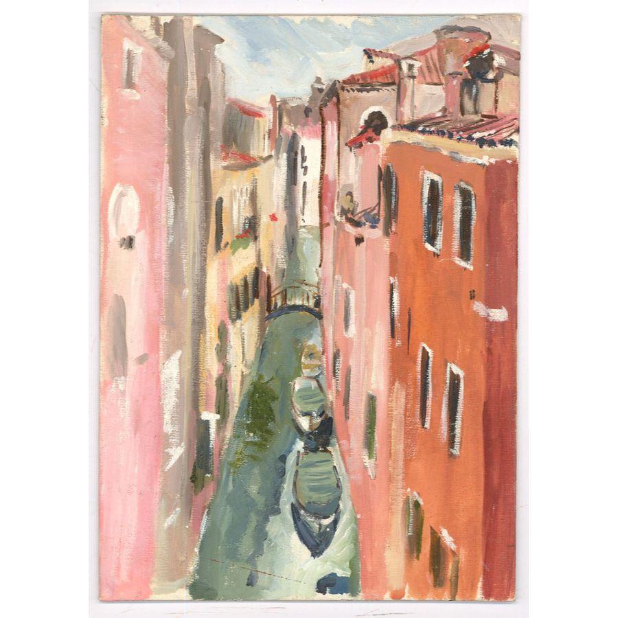 Contemporary Oil - Backwaters of Venice - Painting by Unknown