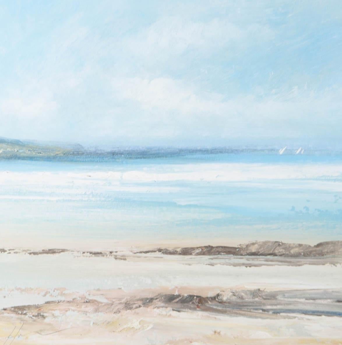 Olio contemporaneo - Vista sulla spiaggia - Painting di Unknown