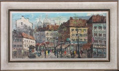 Zeitgenössisches Ölgemälde – Busy Pariser Straßenszene