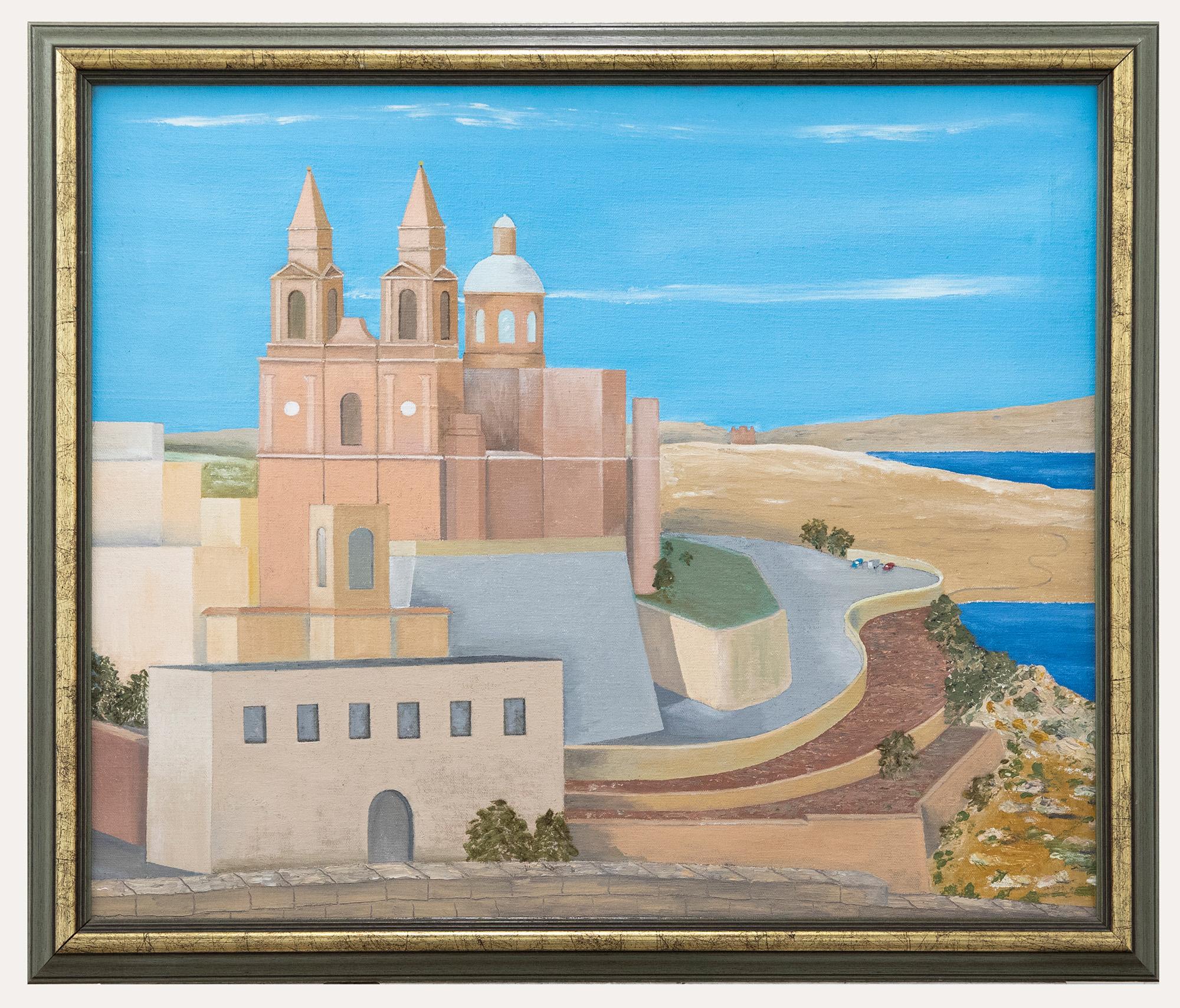 Unknown Landscape Painting - Contemporary Oil - Cathedral in the Dessert