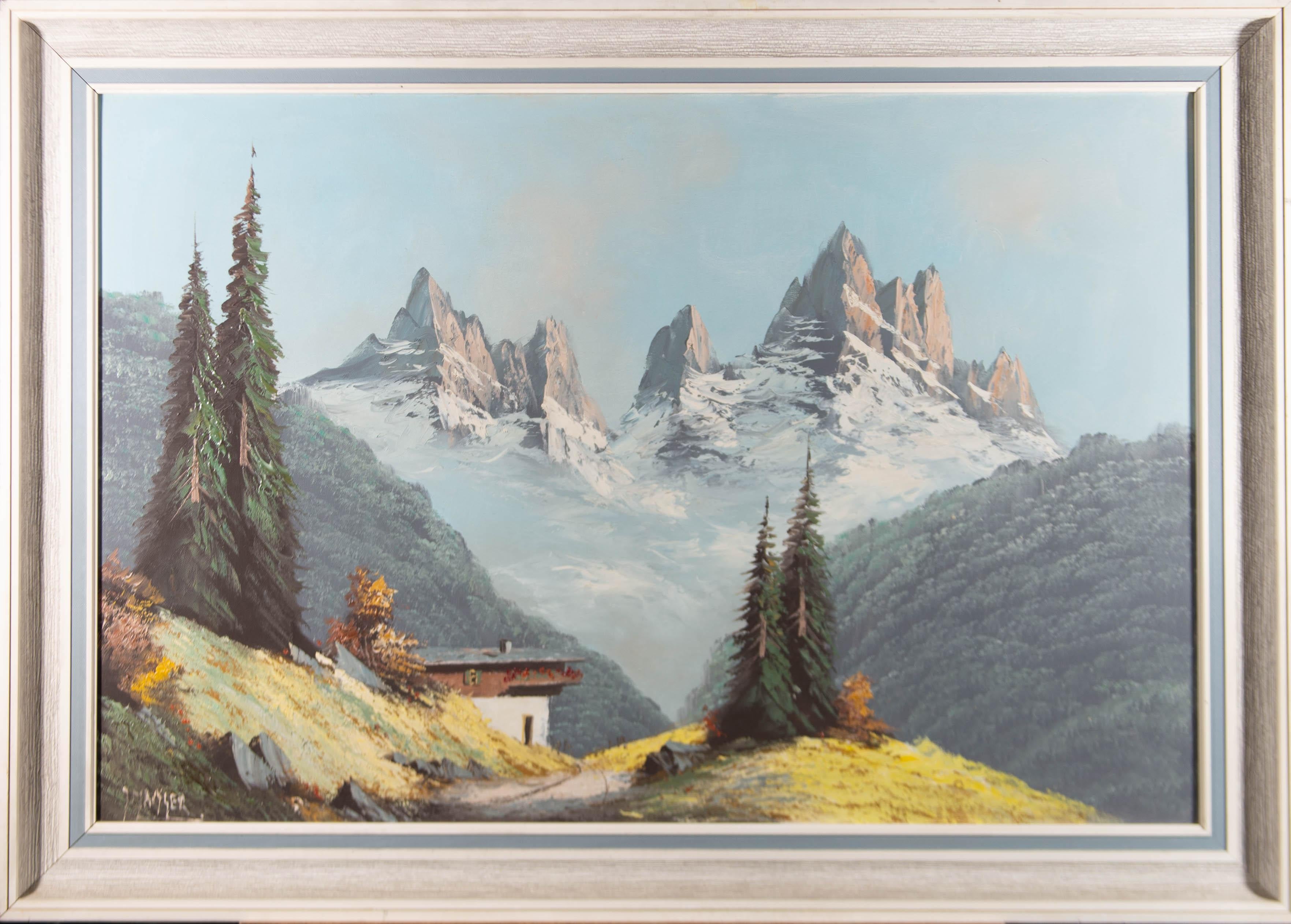 Unknown Landscape Painting – Zeitgenössisches Öl - Ausgezeichnete Morning Mountain Tops