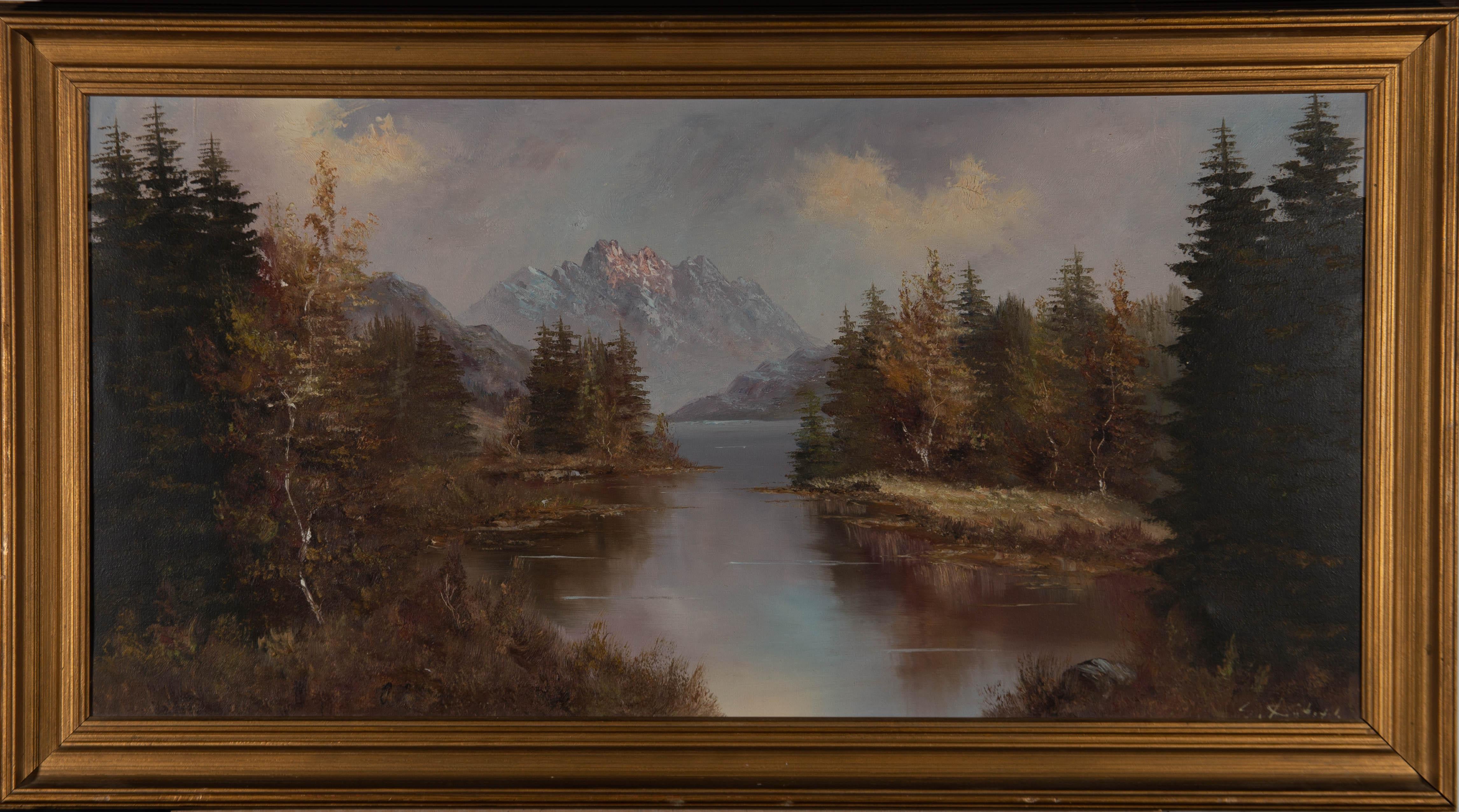 Unknown Landscape Painting - Contemporary Oil - Mountain Lake