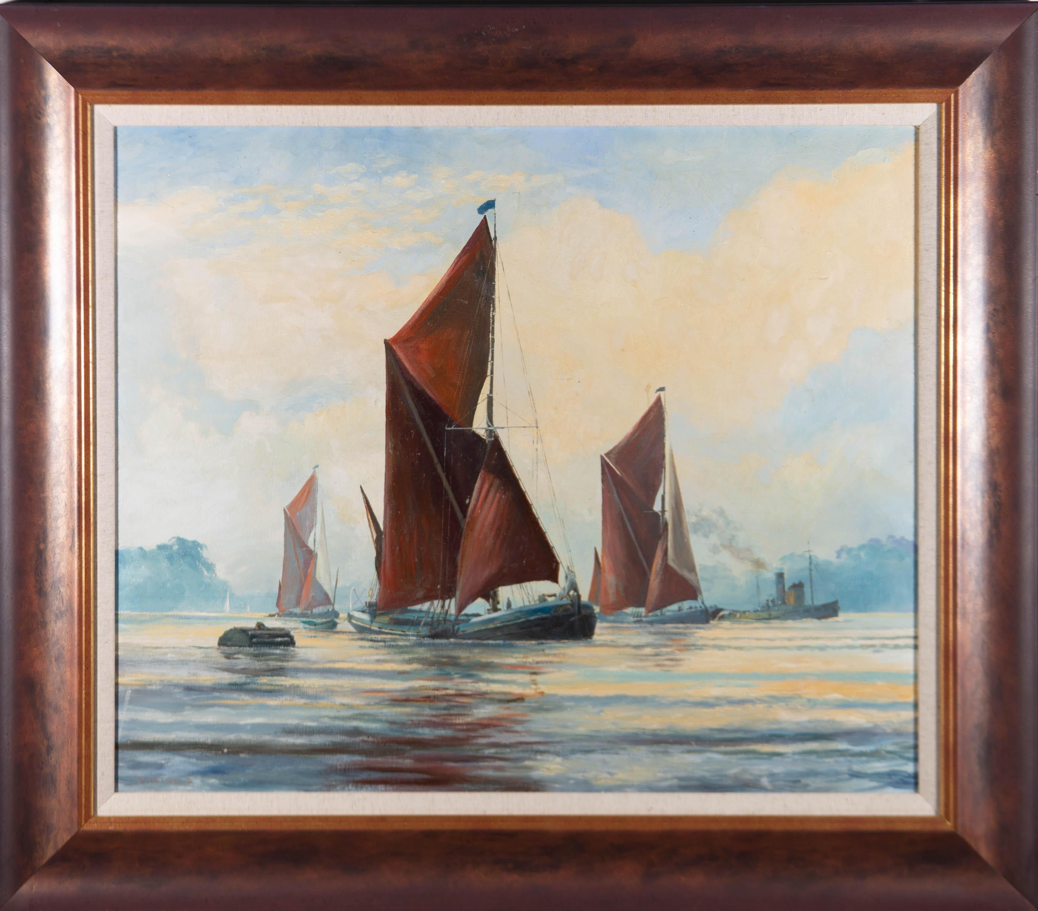 Unknown Figurative Painting - Contemporary Oil - Red Sails