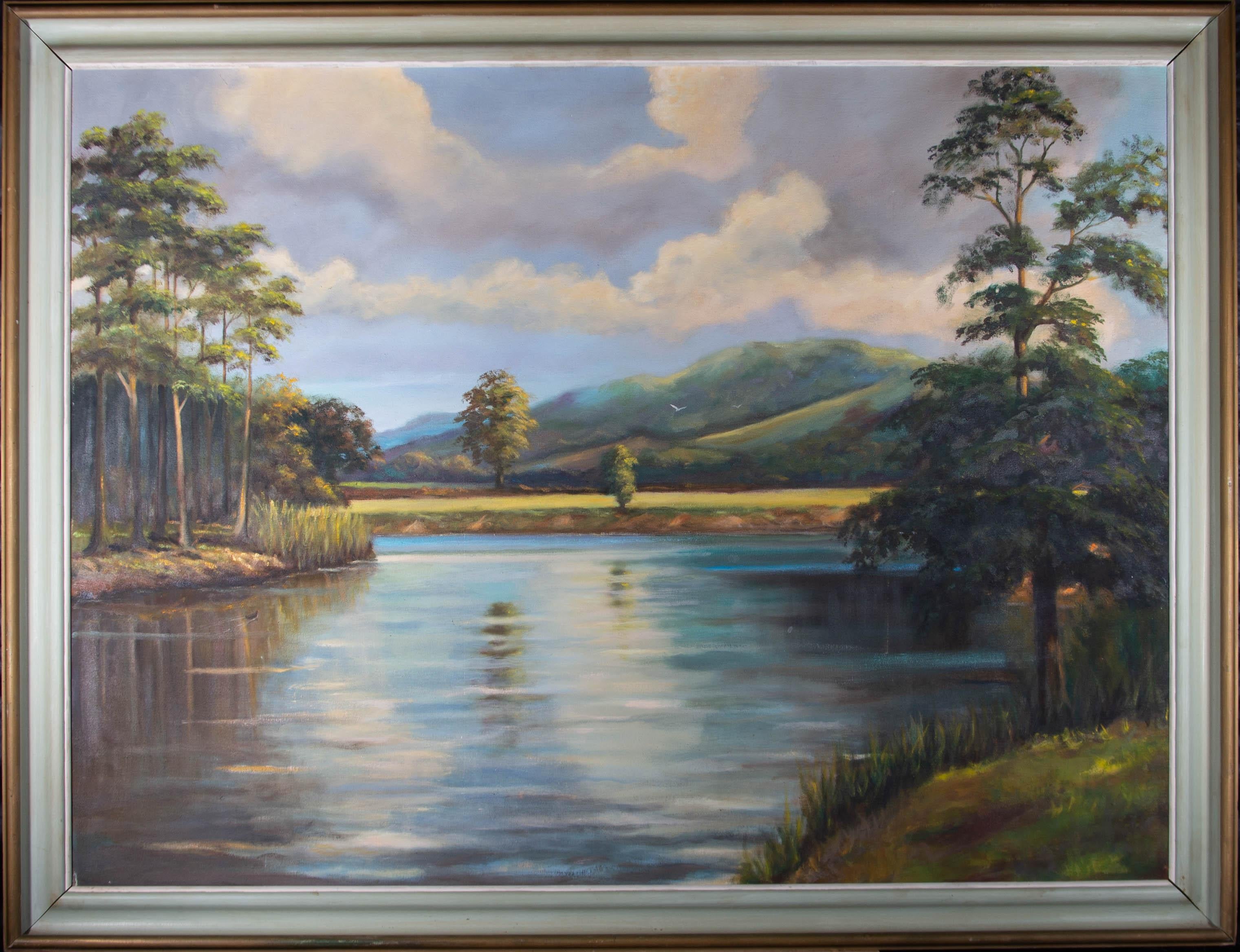 Unknown Landscape Painting - Contemporary Oil - Summer On The River