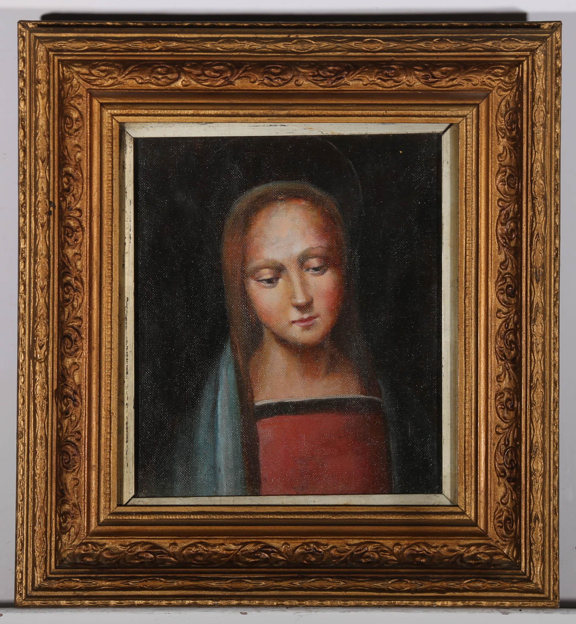 Olio contemporaneo - La Madonna - Portrait Painting Marrone di Unknown