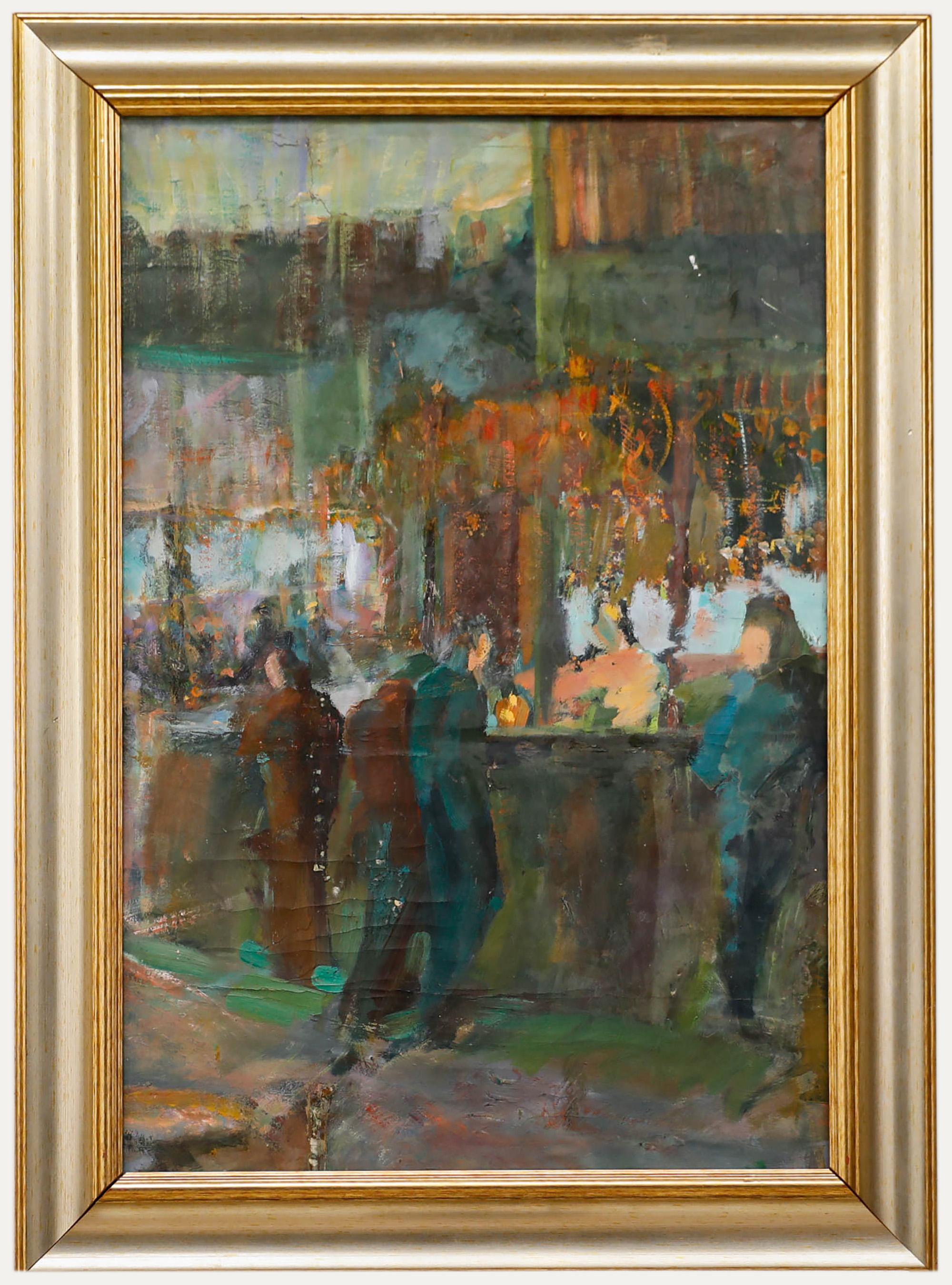Unknown Figurative Painting – Zeitgenössisches Öl - Der Nachtmarkt