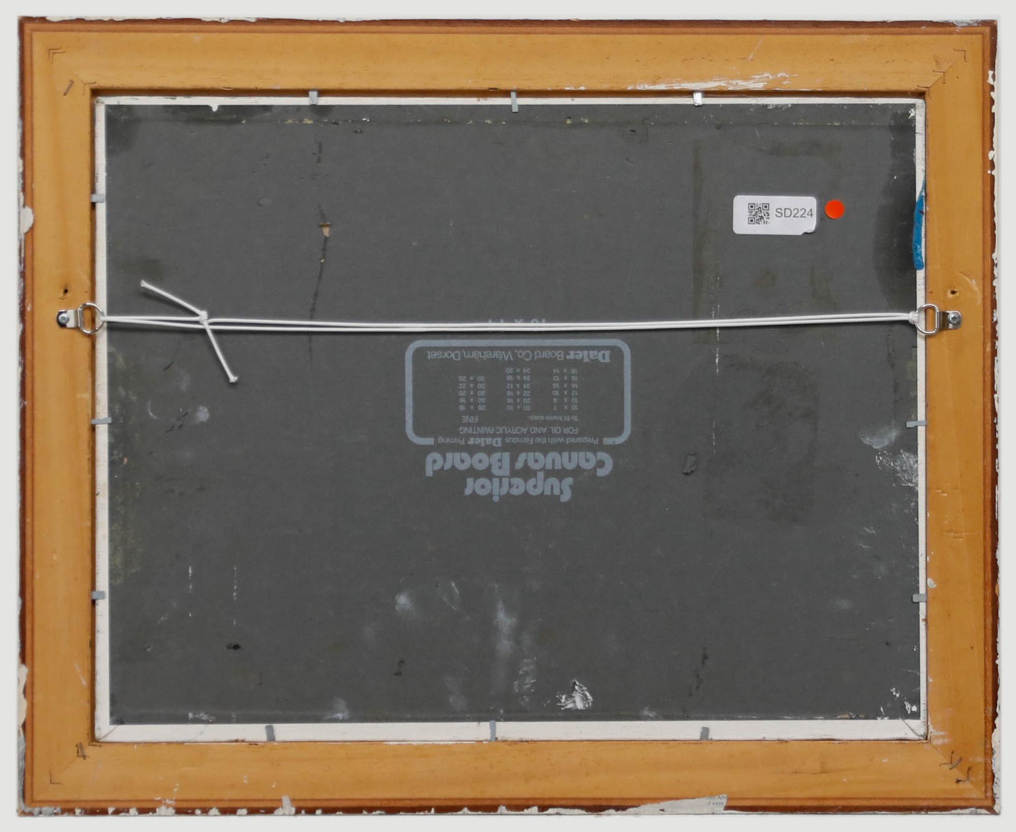 Una straordinaria opera contemporanea ad olio che raffigura una pista da sci. Presentato in una cornice in legno dipinto di bianco con effetto distressed. A bordo.