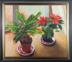 Huile contemporaine - Deux plantes en pots