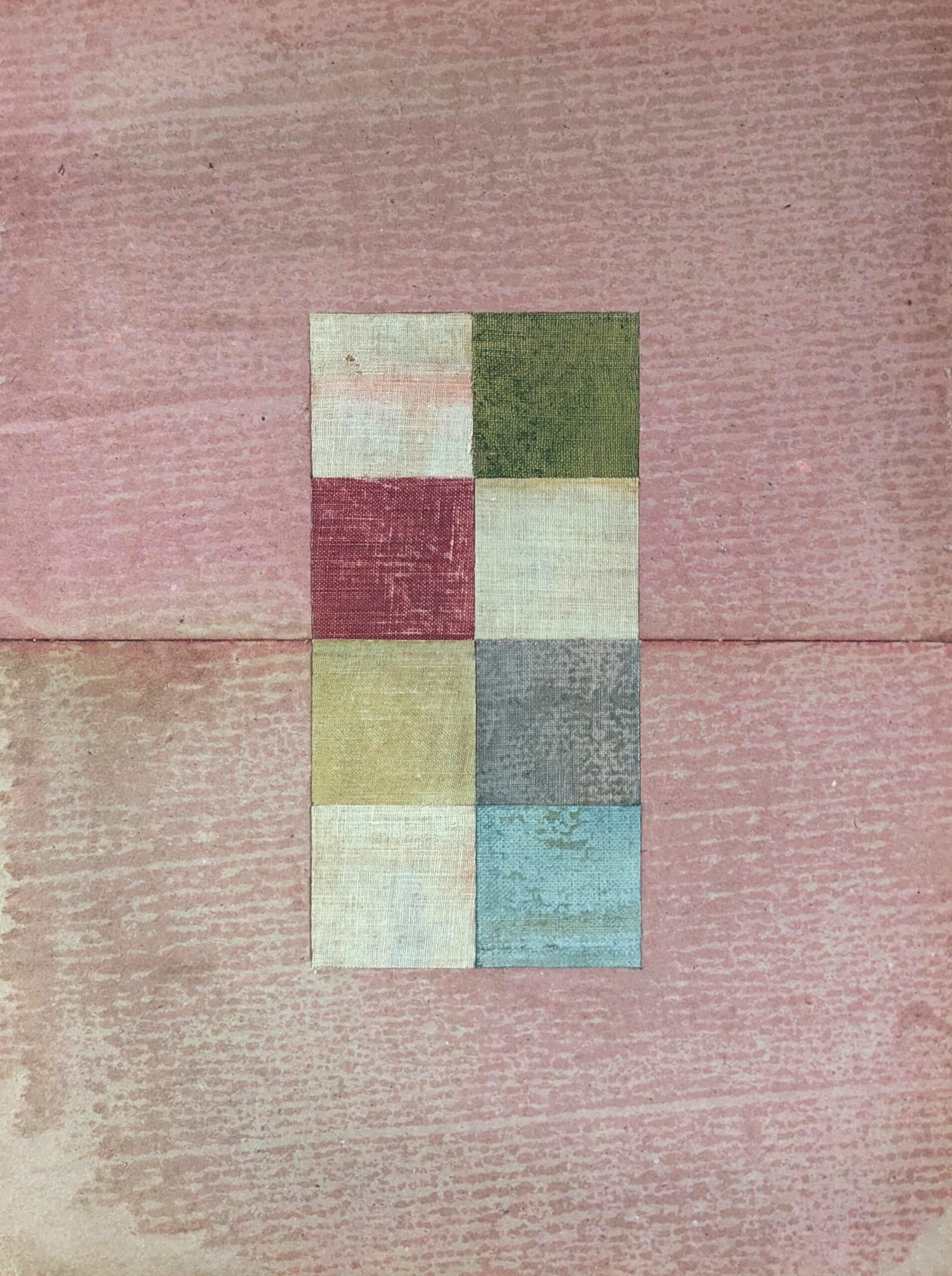 Pittura originale contemporanea a tecnica mista - Collage astratto geometrico in rosa 4