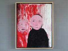 Peinture à l'huile contemporaine figurative semi-abstraite - Le non-dit entre nous