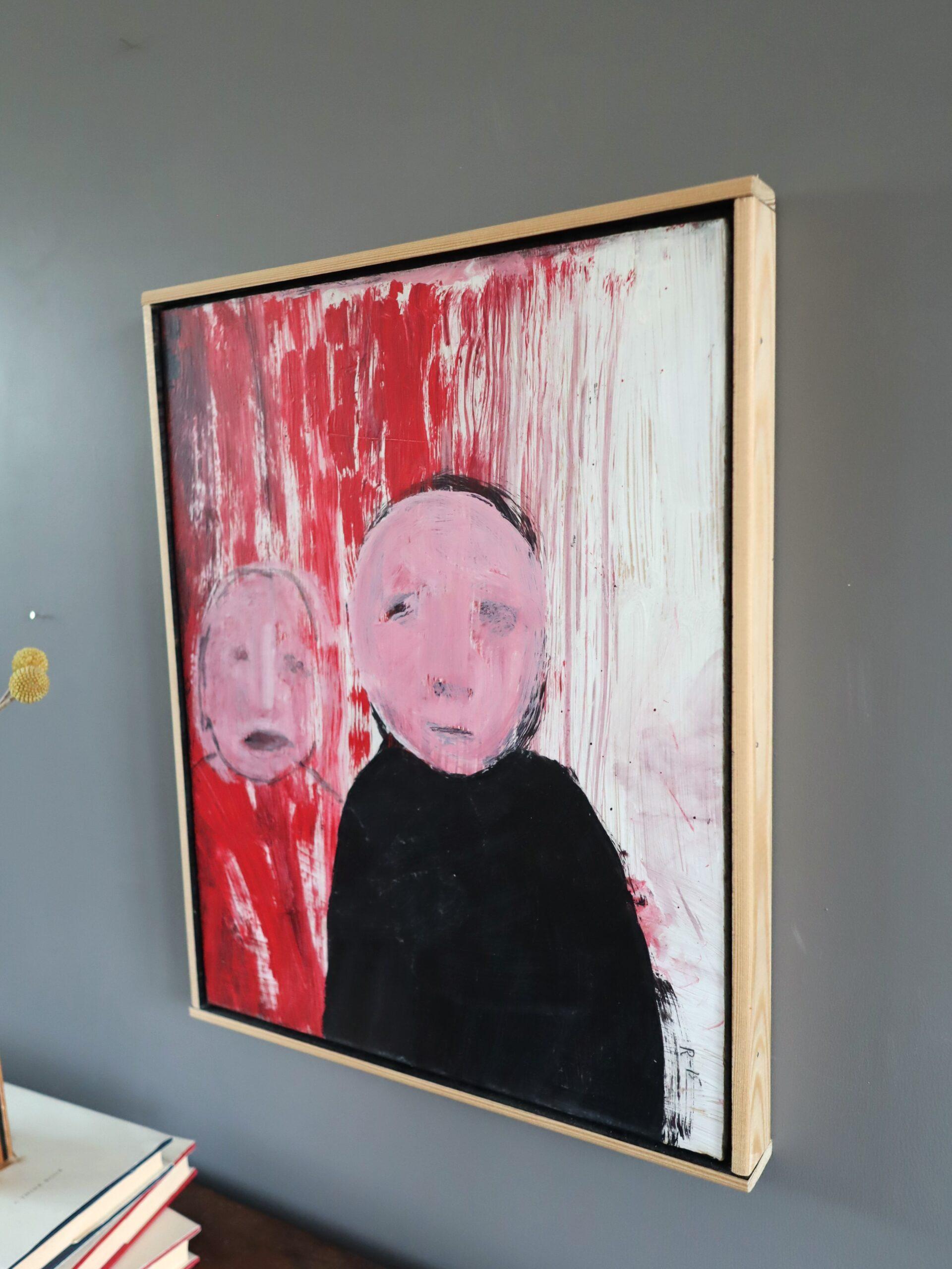 Peinture à l'huile contemporaine figurative semi-abstraite - Le non-dit entre nous en vente 1